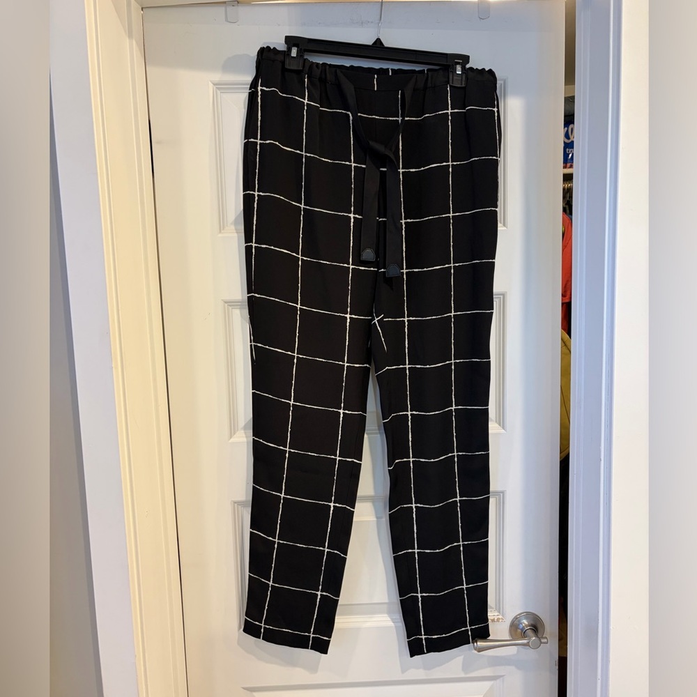 Vince Black Windowpane Drawstring Pants